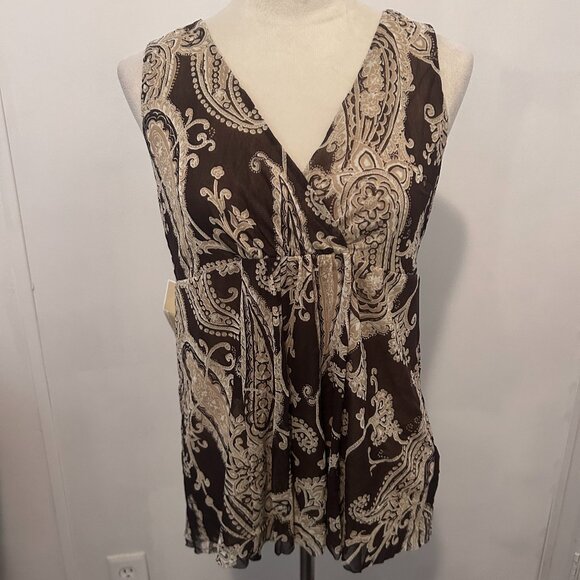 Michael Khors Brown Paisley Tank Top - Picture 1 of 4